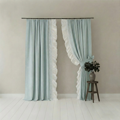 French Jacquard Chenille Curtains in Cream Style for Bedroom and Living Room Luxury Thick Design BCL-112