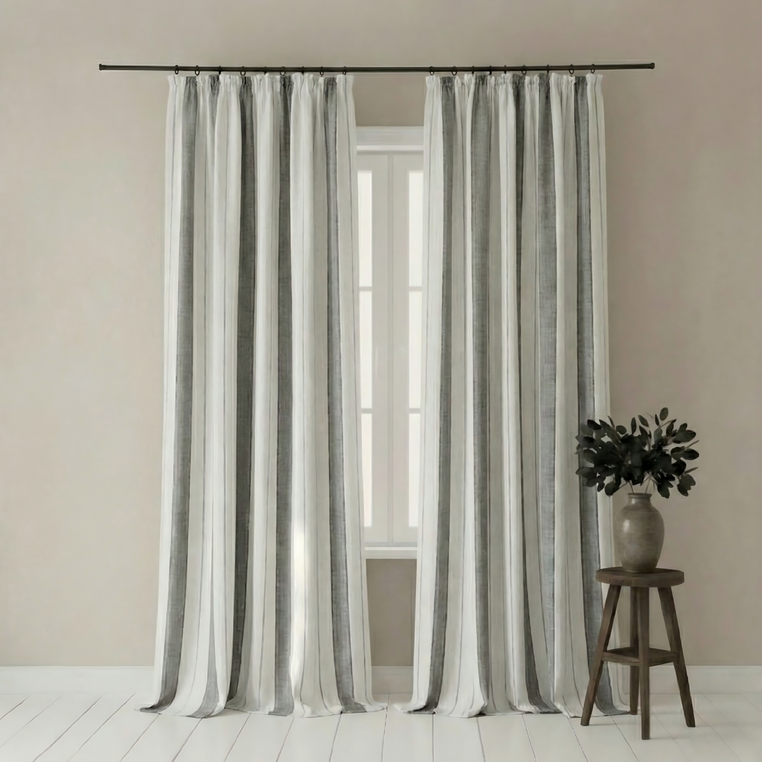 Vertical Stripe Vintage Curtains BCL-142