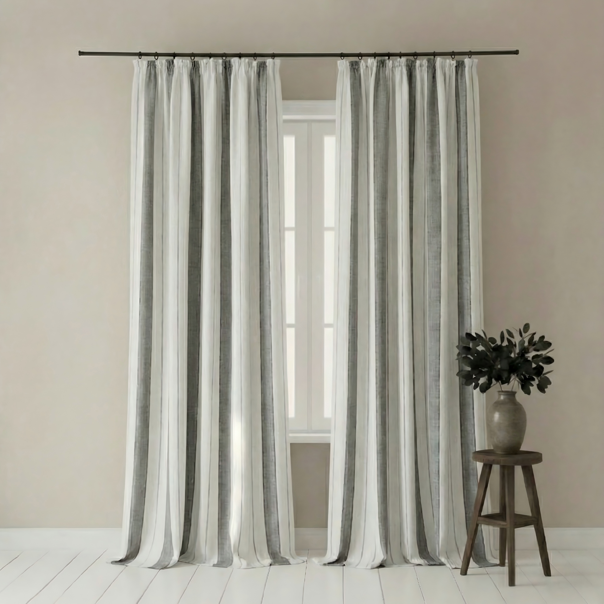 Vertical Stripe Vintage Curtains BCL-142