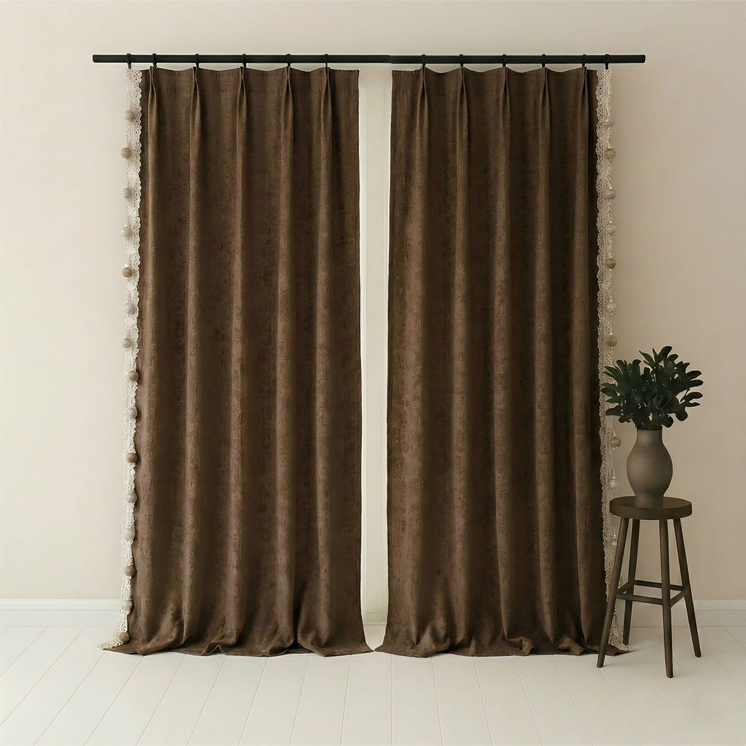 Romantic French Chenille Jacquard Blackout Curtains for Bedroom and Living Room BCL-110