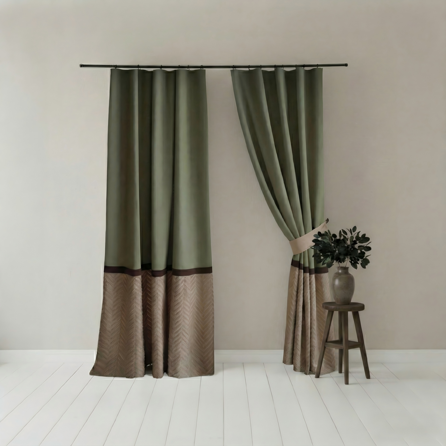 Two-Tone Vintage Curtains BCL-141