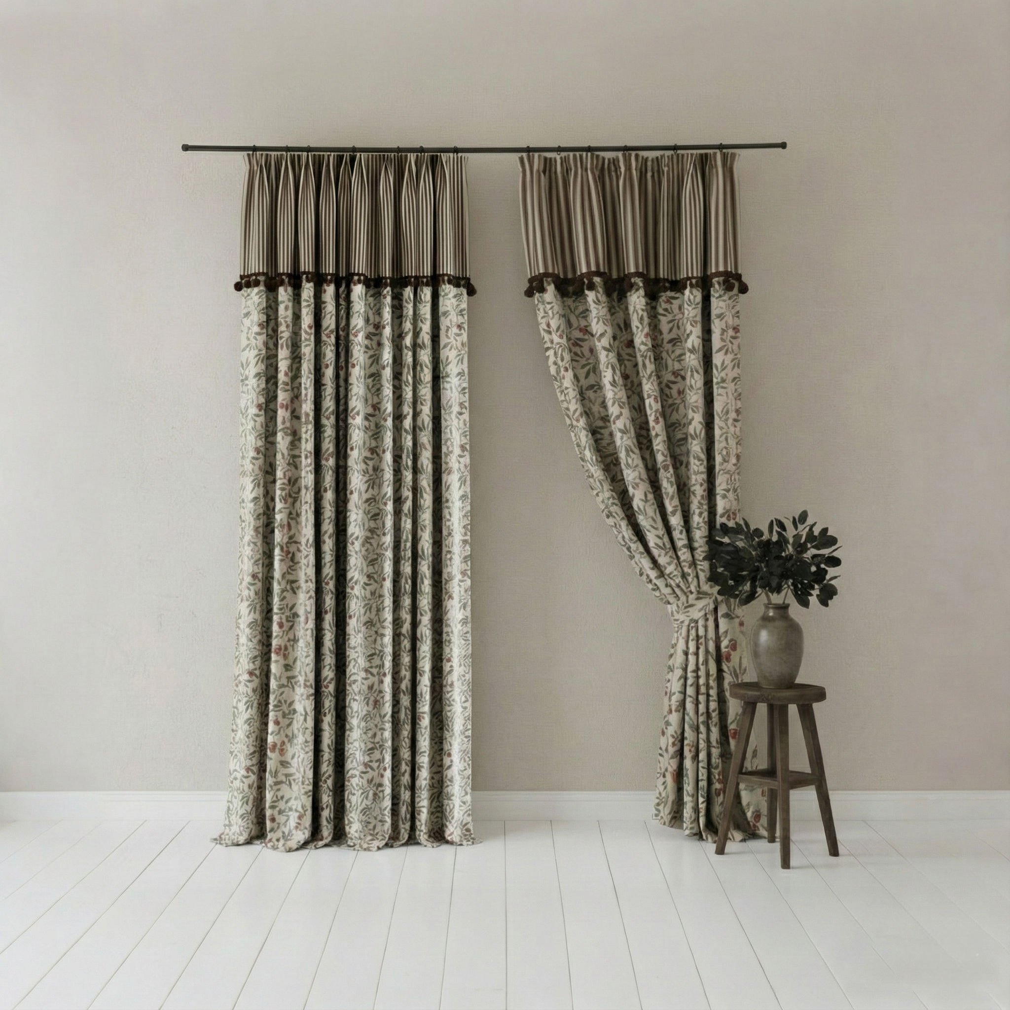 Striped Vintage Curtains - Classic Retro Drapes Home BCL-133