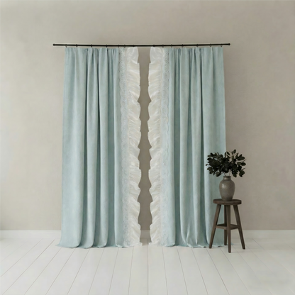 French Jacquard Chenille Curtains in Cream Style for Bedroom and Living Room Luxury Thick Design BCL-112