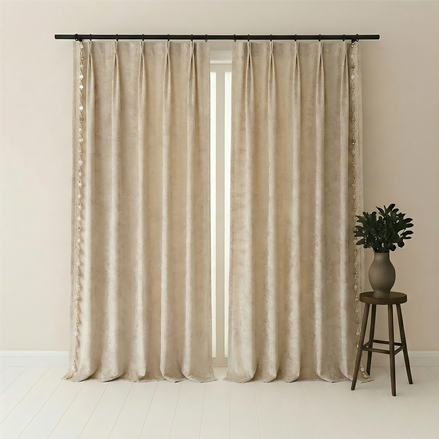 Morris Floral French Jacquard Chenille Blackout Curtains for Bedroom and Living Room with Elegant Touch BCL-108