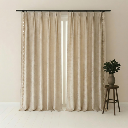 Morris Floral French Jacquard Chenille Blackout Curtains for Bedroom and Living Room with Elegant Touch BCL-108