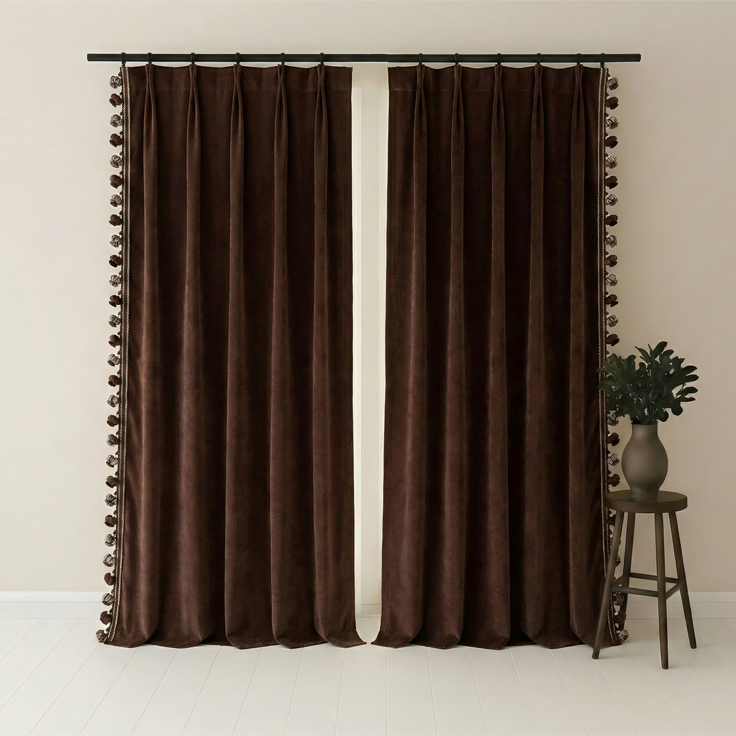 Mousse Cashmere Double-Sided Chenille Blackout Curtains for Bedroom Cream Style BCL-105
