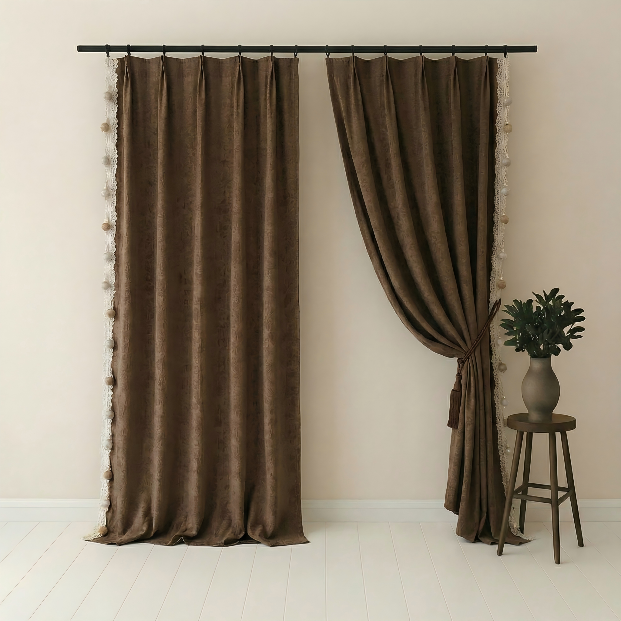 Romantic French Chenille Jacquard Blackout Curtains for Bedroom and Living Room BCL-110