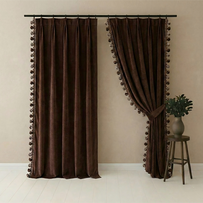 Mousse Cashmere Double-Sided Chenille Blackout Curtains for Bedroom Cream Style BCL-105