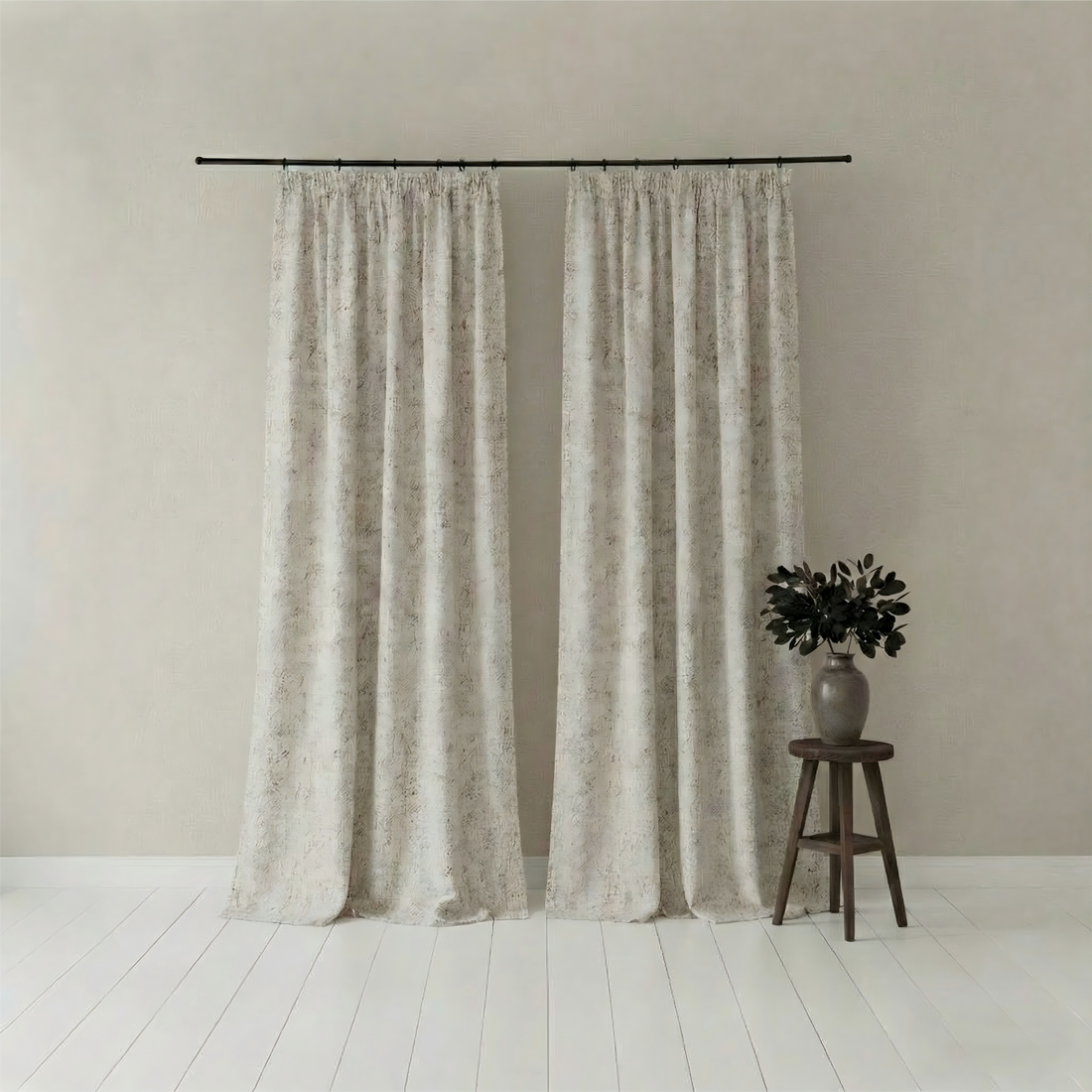 New High-Performance Cream Vintage Chenille Linen Blackout Curtains for Bedroom and Living Room BCL-119