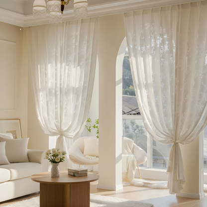 Butterfly Floral Sheer Curtains for Living Room with French Elegance SL-117