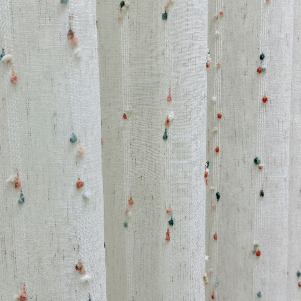 Rainbow Candy Cotton Linen Sheer Curtains for Kids&