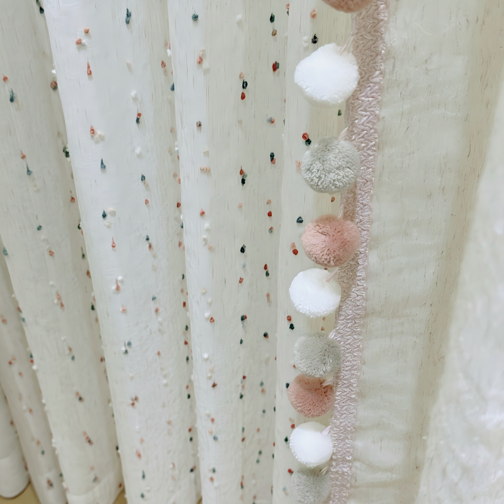 Rainbow Candy Cotton Linen Sheer Curtains for Kids&