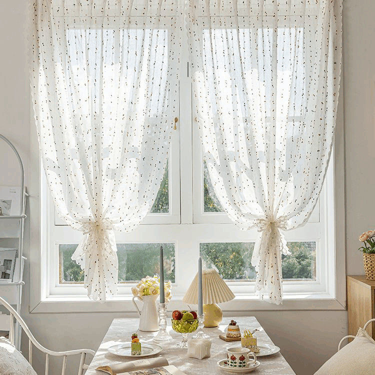 Rainbow Candy Cotton Linen Sheer Curtains for Kids&