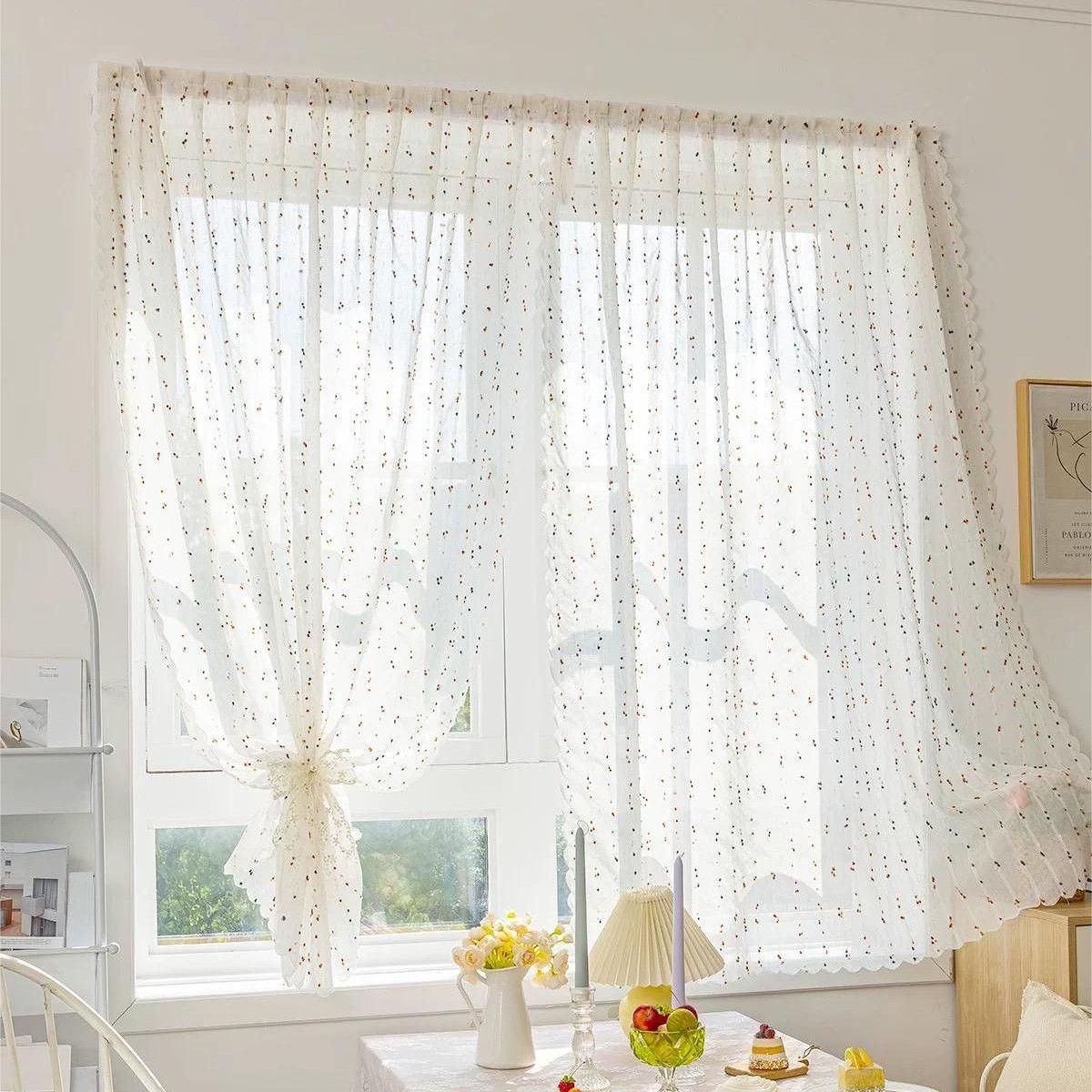 Rainbow Candy Cotton Linen Sheer Curtains for Kids&