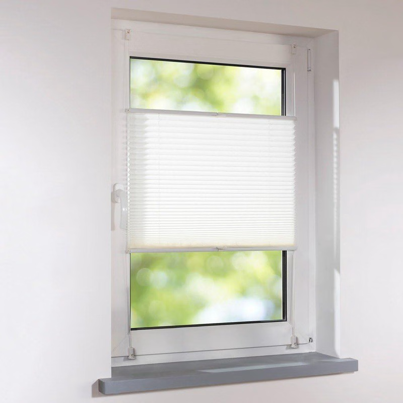 White/Grey Waterproof Pleated Blinds | No Drill Cordless BZL-102