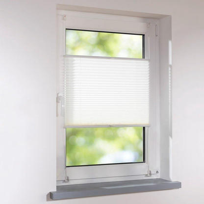 White/Grey Waterproof Pleated Blinds | No Drill Cordless BZL-102