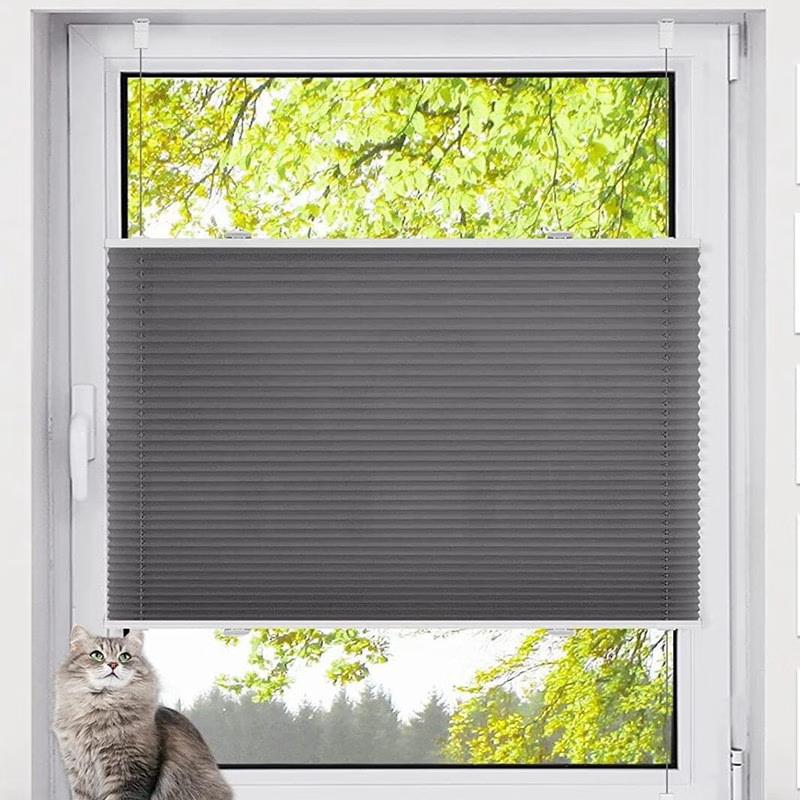 White/Grey Waterproof Pleated Blinds | No Drill Cordless BZL-102