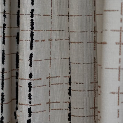 Vintage Linen Grid Pattern Curtains BCL-147