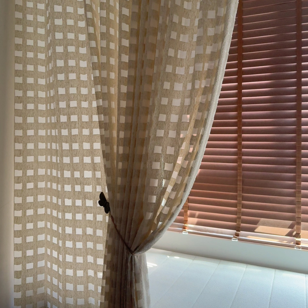 Rice Blossom Sheer Curtains with Light Filtering Privacy for Bedroom and Living Room in Country Style SL-108