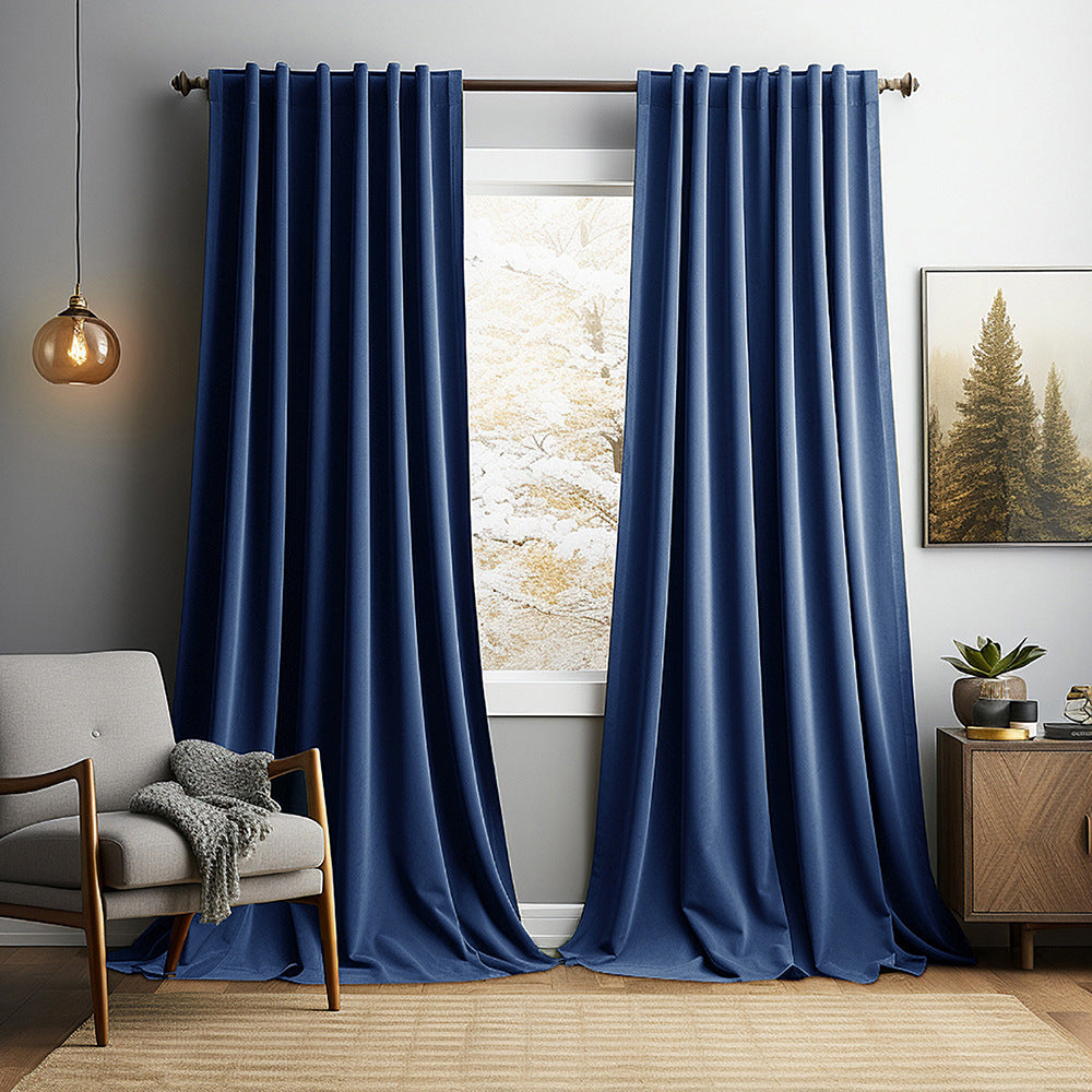 Solid Vintage Velvet Curtains – Modern Living Room, Bedroom &amp; Study Blackout Drapes BCL-121