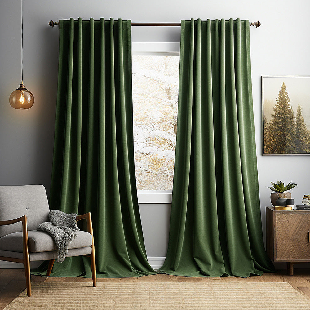 Solid Vintage Velvet Curtains – Modern Living Room, Bedroom &amp; Study Blackout Drapes BCL-121