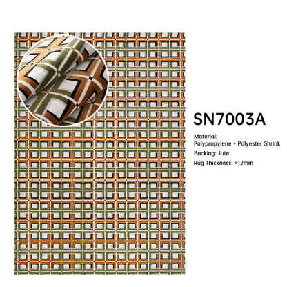 Mid-Century Living Room Rugs - Eco-Friendly Thick Warm Tone Carpet DT-106