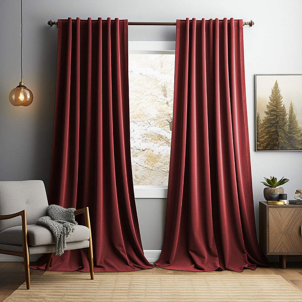Solid Vintage Velvet Curtains – Modern Living Room, Bedroom &amp; Study Blackout Drapes BCL-121