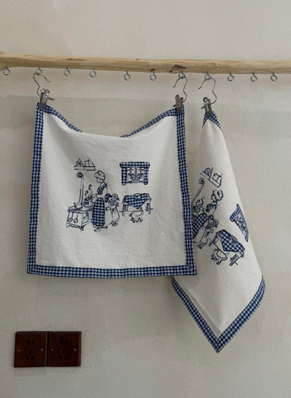 Curtainist x Chiya “Danish Life” Cotton-Linen Napkin — Food-Contact Friendly, Multi-Use as Food Cover, Placemat, or Wall Hanging