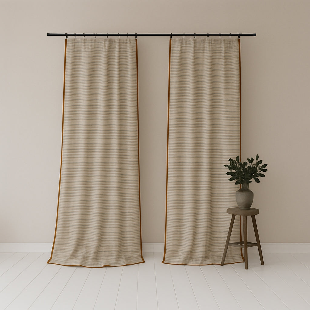 Vintage Horizontal Stripe Curtains BCL-144