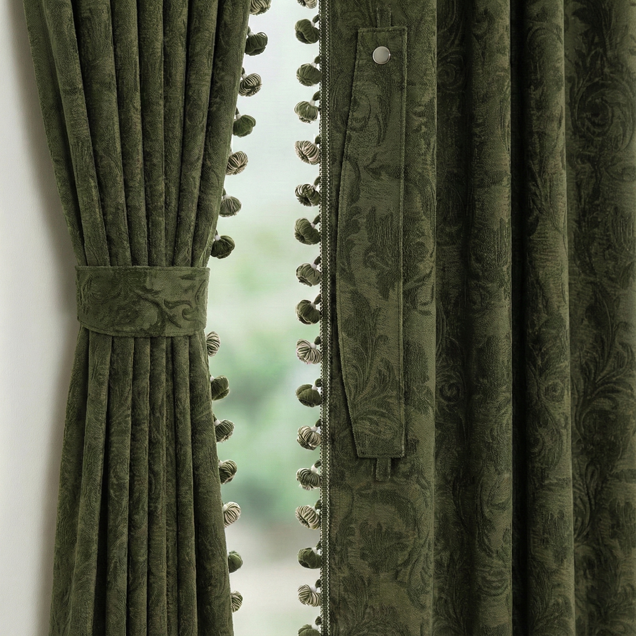 Handcrafted No-Drill Curtain Tiebacks | Fabric-Matched Custom Design CLPJ-106