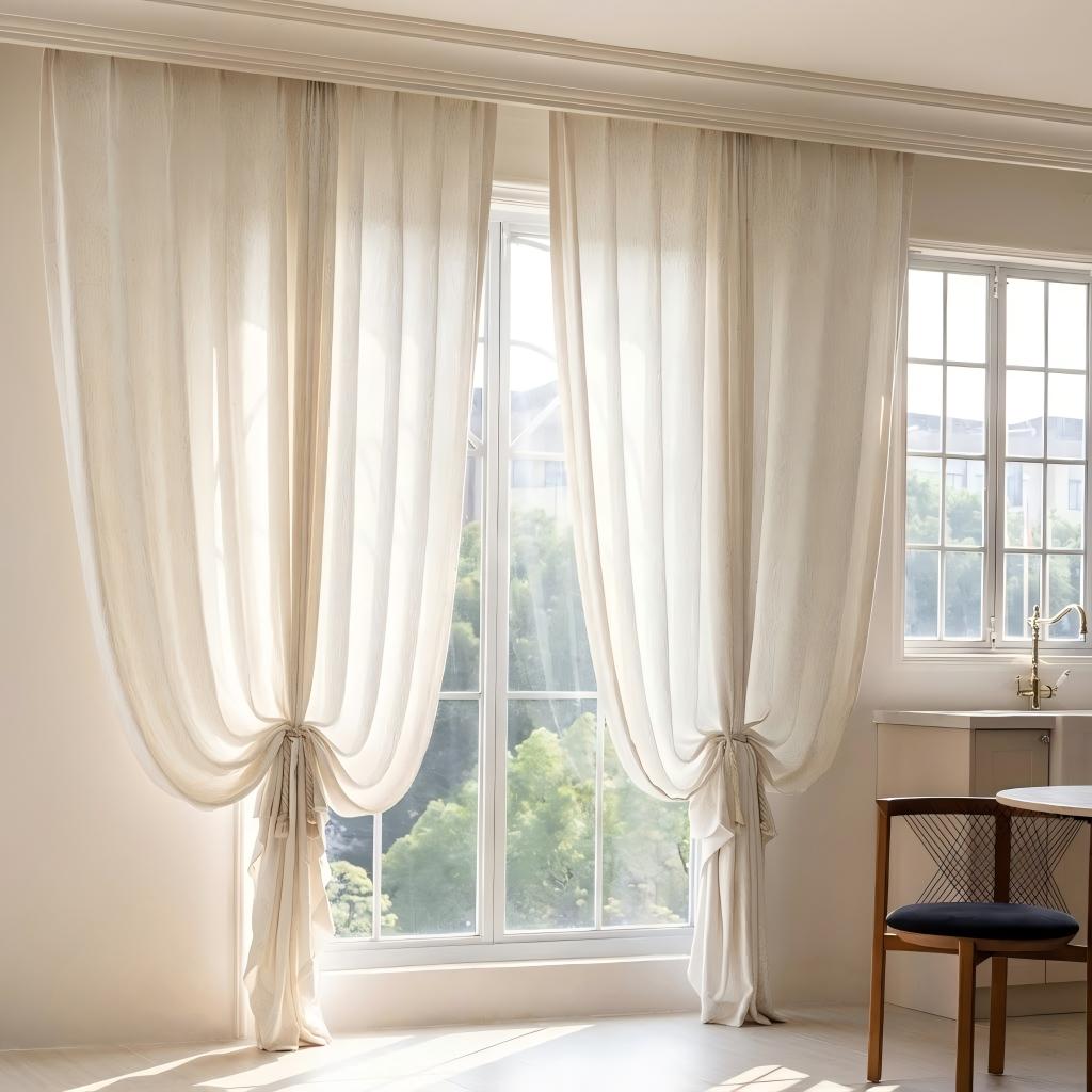 French Style Sheer Curtains with Leaf Print for Living Room and Balcony SL-111