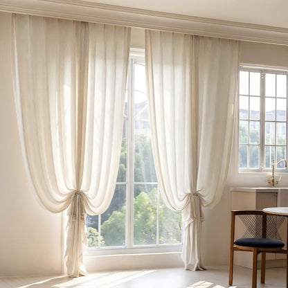 French Style Sheer Curtains with Leaf Print for Living Room and Balcony SL-111
