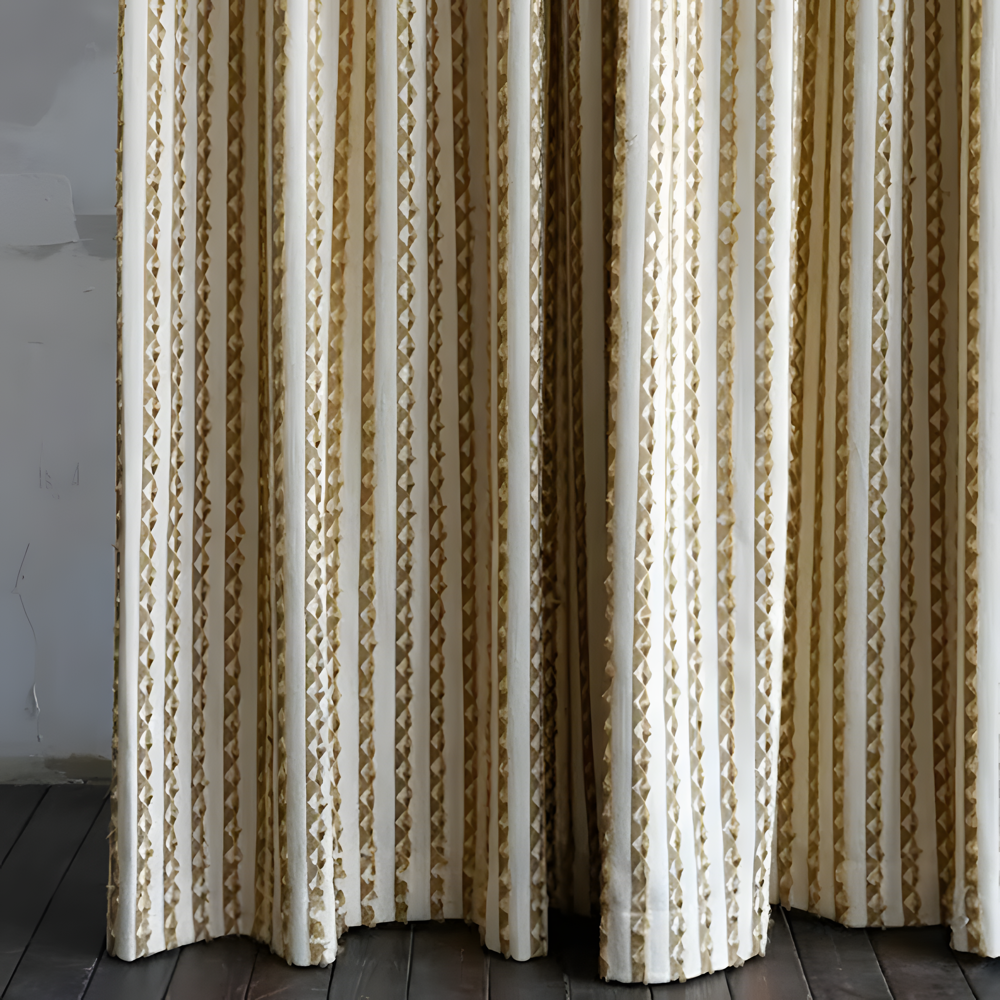 Vintage Gold Striped Curtains BCL-137