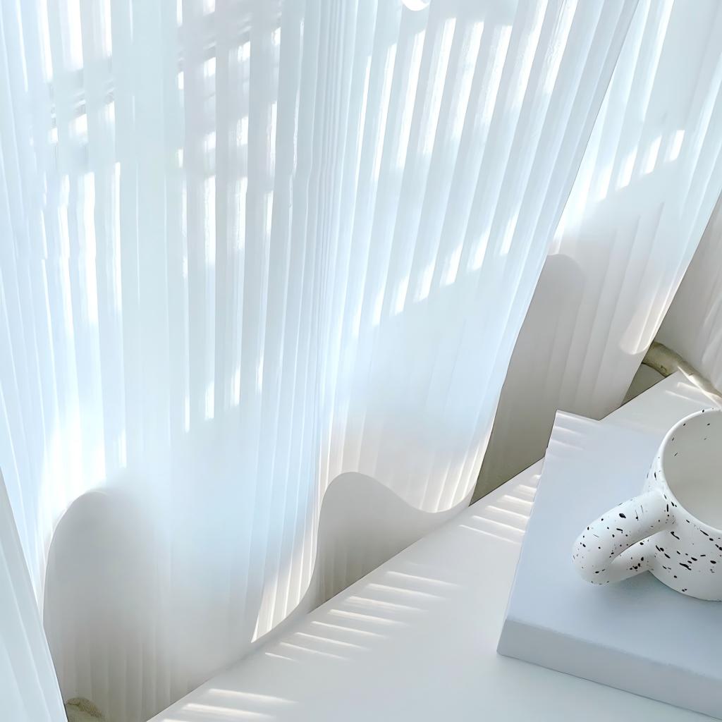 Vertical Striped Sheer Curtains with Dreamy Chiffon for Balcony and Windows SL-113