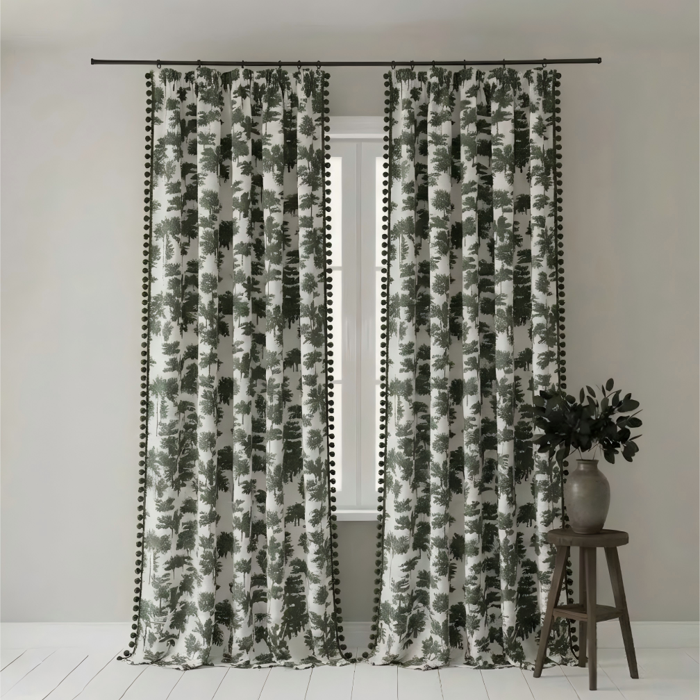 Leaf Pattern Curtains Botanical Design Window Treatments BCL-138