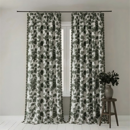 Leaf Pattern Curtains Botanical Design Window Treatments BCL-138