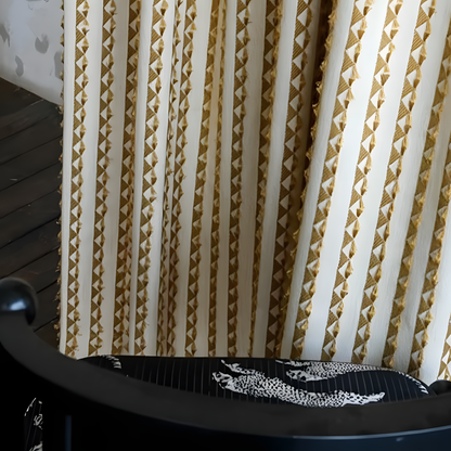 Vintage Gold Striped Curtains BCL-137