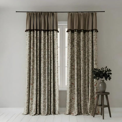 Striped Vintage Curtains - Classic Retro Drapes Home BCL-133