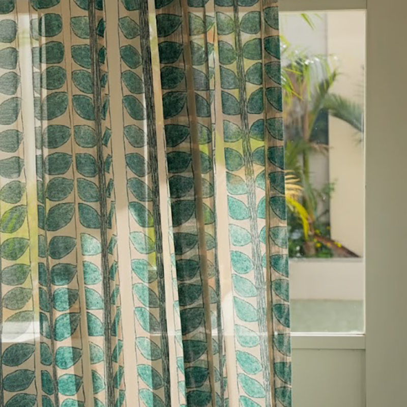 Tropical Leaf Sheer Curtains - Lush Green Botanical Print Voile SL-127