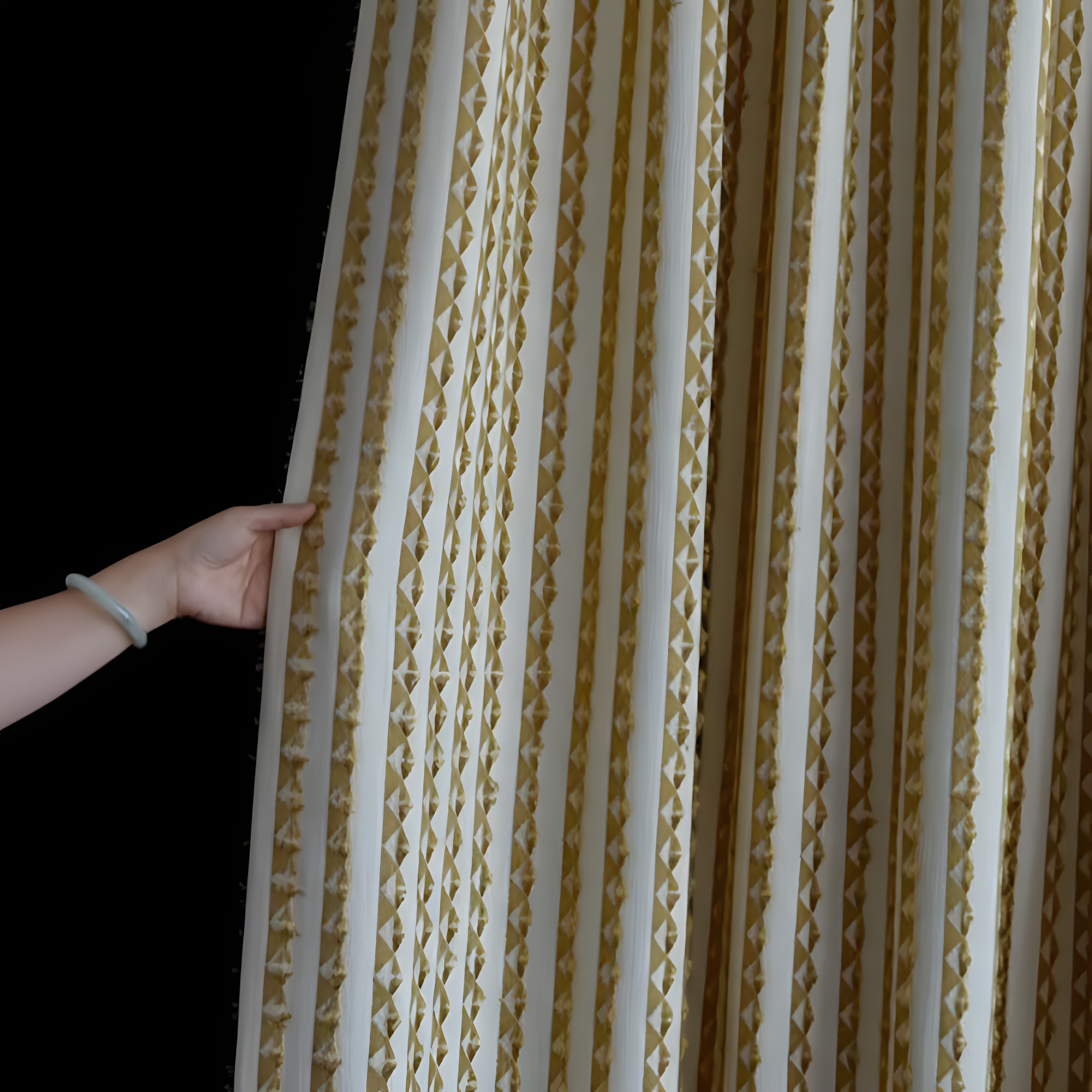 Vintage Gold Striped Curtains BCL-137