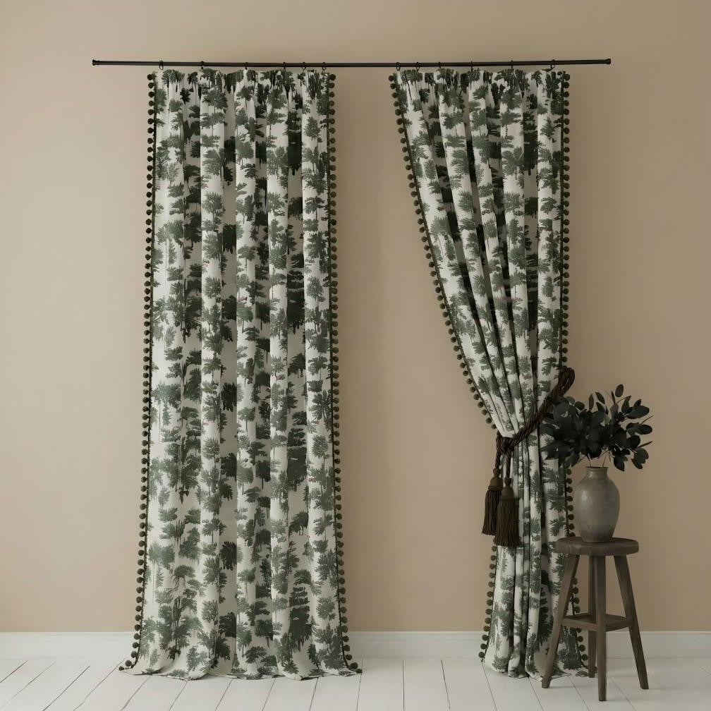 Leaf Pattern Curtains Botanical Design Window Treatments BCL-138