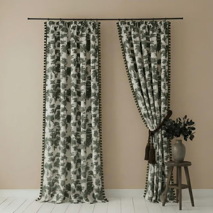 Leaf Pattern Curtains Botanical Design Window Treatments BCL-138