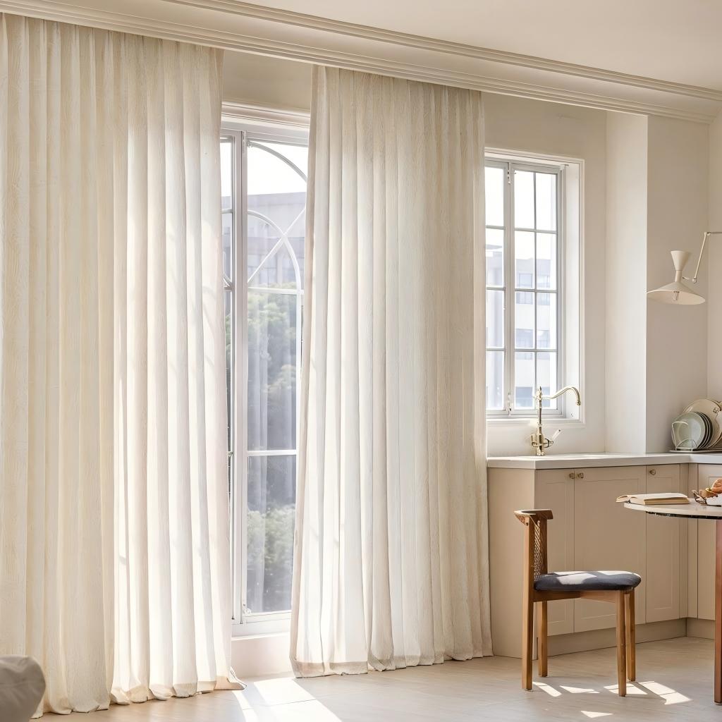 French Style Sheer Curtains with Leaf Print for Living Room and Balcony SL-111